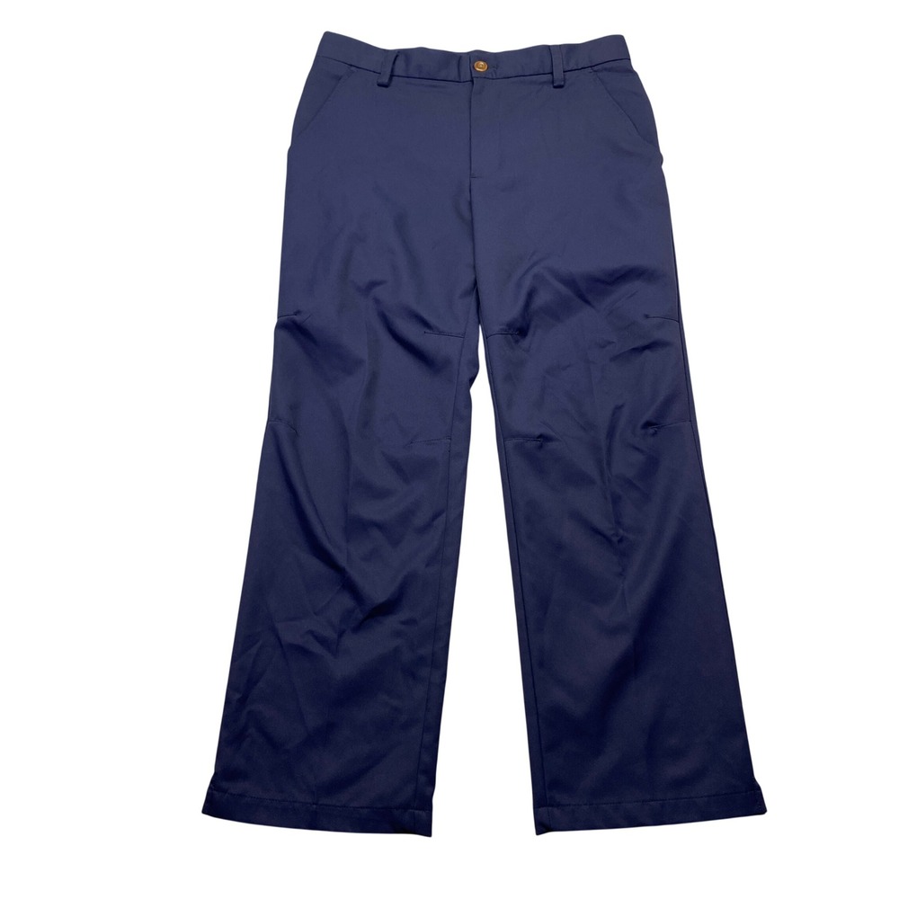 IZOD‎ Golf Mens Sz 32 Navy Blue Slim Fit Performance Flat Front Pants Polyester